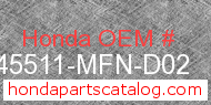 Honda 45511-MFN-D02 genuine part number image