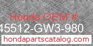 Honda 45512-GW3-980 genuine part number image