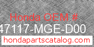 Honda 47117-MGE-D00 genuine part number image
