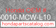 Honda 50010-MCW-L10 genuine part number image