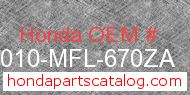Honda 50010-MFL-670ZA genuine part number image