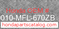 Honda 50010-MFL-670ZB genuine part number image