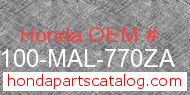 Honda 50100-MAL-770ZA genuine part number image