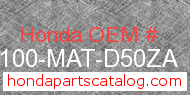 Honda 50100-MAT-D50ZA genuine part number image