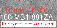 Honda 50100-MB1-881ZA genuine part number image