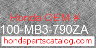 Honda 50100-MB3-790ZA genuine part number image