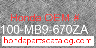 Honda 50100-MB9-670ZA genuine part number image