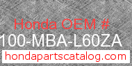 Honda 50100-MBA-L60ZA genuine part number image