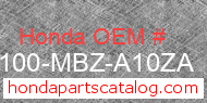 Honda 50100-MBZ-A10ZA genuine part number image
