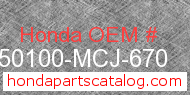 Honda 50100-MCJ-670 genuine part number image