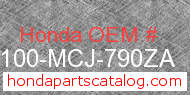 Honda 50100-MCJ-790ZA genuine part number image