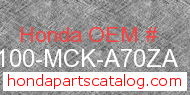 Honda 50100-MCK-A70ZA genuine part number image