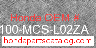 Honda 50100-MCS-L02ZA genuine part number image