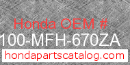 Honda 50100-MFH-670ZA genuine part number image