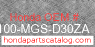Honda 50100-MGS-D30ZA genuine part number image