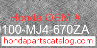 Honda 50100-MJ4-670ZA genuine part number image