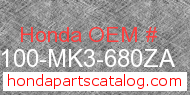 Honda 50100-MK3-680ZA genuine part number image