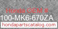 Honda 50100-MK6-670ZA genuine part number image