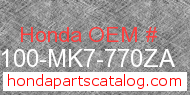 Honda 50100-MK7-770ZA genuine part number image