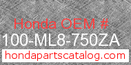 Honda 50100-ML8-750ZA genuine part number image