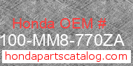 Honda 50100-MM8-770ZA genuine part number image