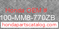 Honda 50100-MM8-770ZB genuine part number image