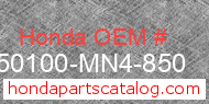 Honda 50100-MN4-850 genuine part number image