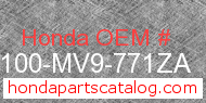 Honda 50100-MV9-771ZA genuine part number image