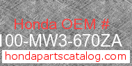Honda 50100-MW3-670ZA genuine part number image