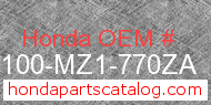 Honda 50100-MZ1-770ZA genuine part number image