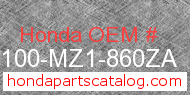Honda 50100-MZ1-860ZA genuine part number image