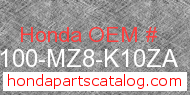 Honda 50100-MZ8-K10ZA genuine part number image