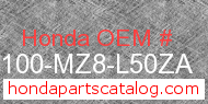 Honda 50100-MZ8-L50ZA genuine part number image