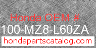 Honda 50100-MZ8-L60ZA genuine part number image