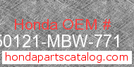 Honda 50121-MBW-771 genuine part number image