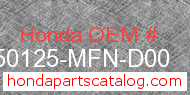 Honda 50125-MFN-D00 genuine part number image