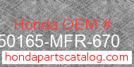 Honda 50165-MFR-670 genuine part number image