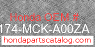 Honda 50174-MCK-A00ZA genuine part number image