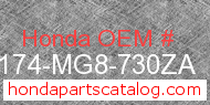 Honda 50174-MG8-730ZA genuine part number image