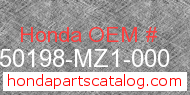 Honda 50198-MZ1-000 genuine part number image