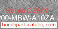 Honda 50200-MBW-A10ZA genuine part number image