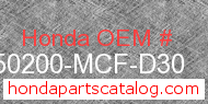 Honda 50200-MCF-D30 genuine part number image
