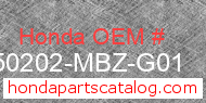 Honda 50202-MBZ-G01 genuine part number image