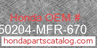 Honda 50204-MFR-670 genuine part number image