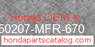 Honda 50207-MFR-670 genuine part number image