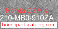 Honda 50210-MB0-910ZA genuine part number image