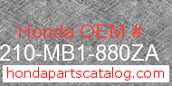 Honda 50210-MB1-880ZA genuine part number image
