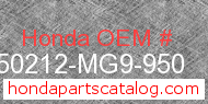 Honda 50212-MG9-950 genuine part number image