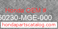Honda 50230-MGE-000 genuine part number image