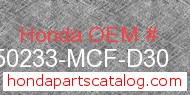 Honda 50233-MCF-D30 genuine part number image